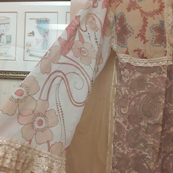 Pink Cream Boho Lace Paisley Top S - Picture 8 of 14